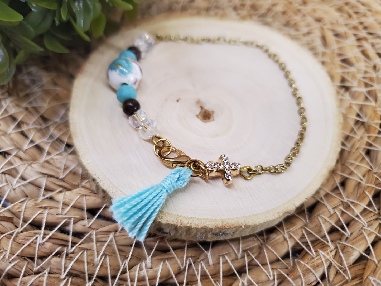 Boho Beauty Floral Cross Bracelet