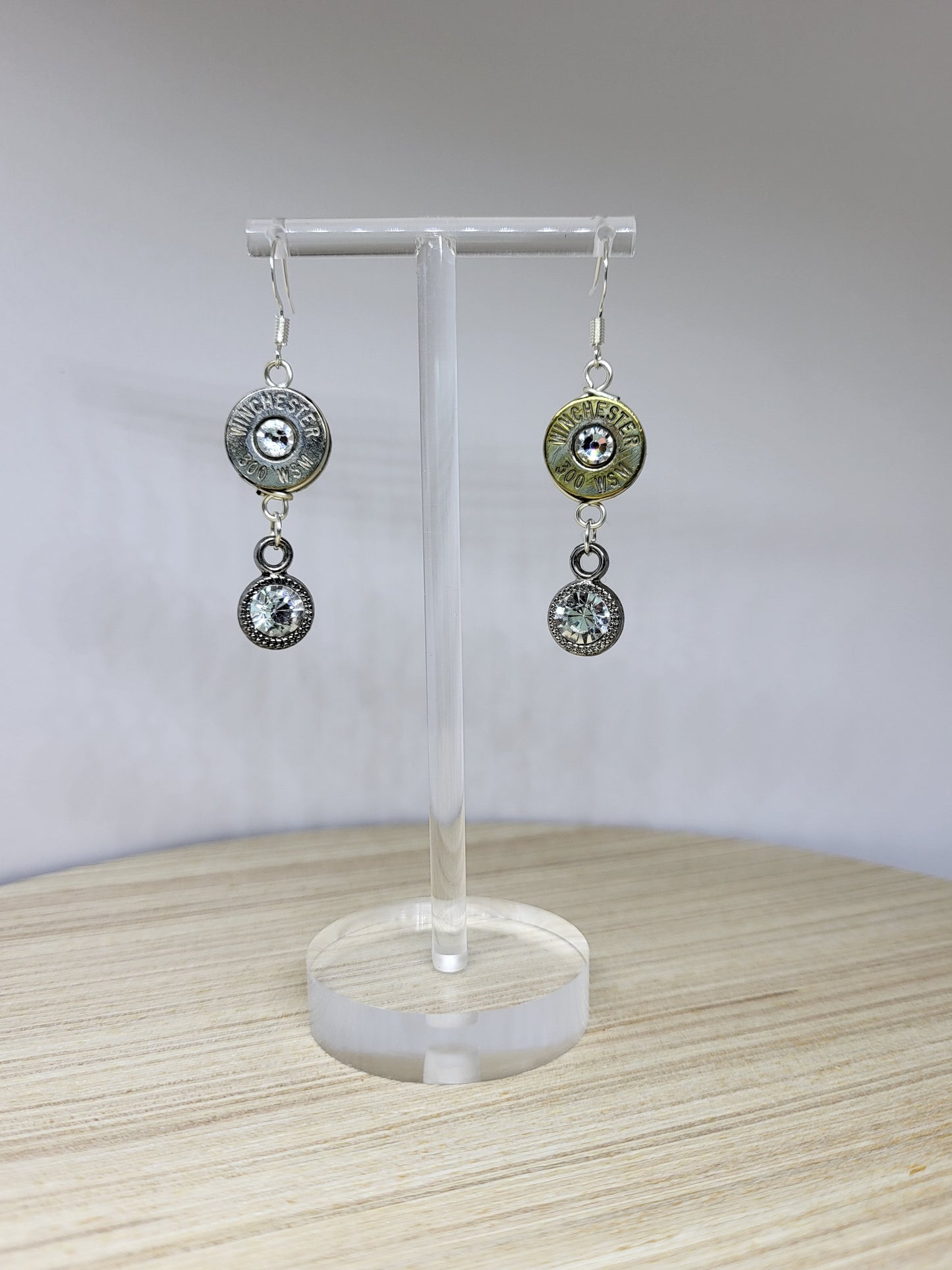 300 Winchester Short Mag Crystal Bullet Earrings