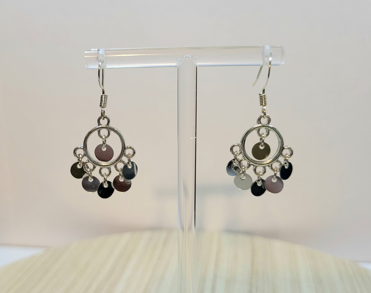 Sequin Chandelier Earrings-Silver