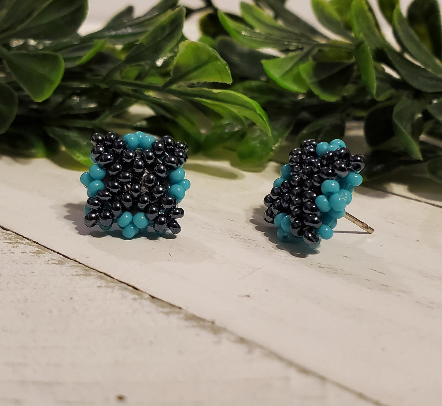 Handstitched Patchwork Studs-Navy & Sky