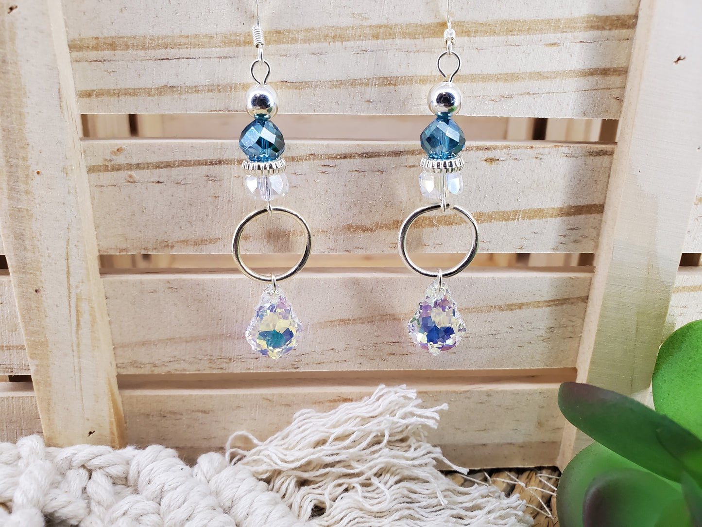 Baroque Teal Crystal Earrings