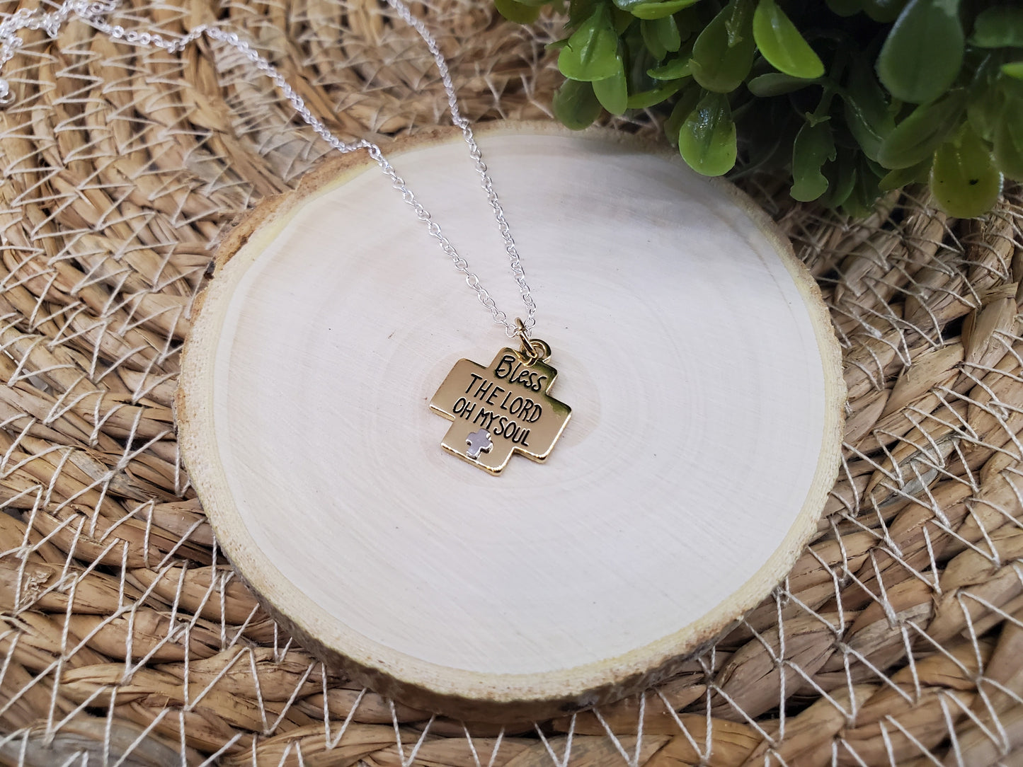 Silver & Gold Scripture Necklaces-Bless The Lord