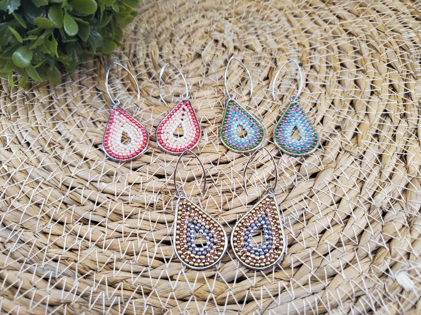 Boho Seed Bead Teardrop Earrings