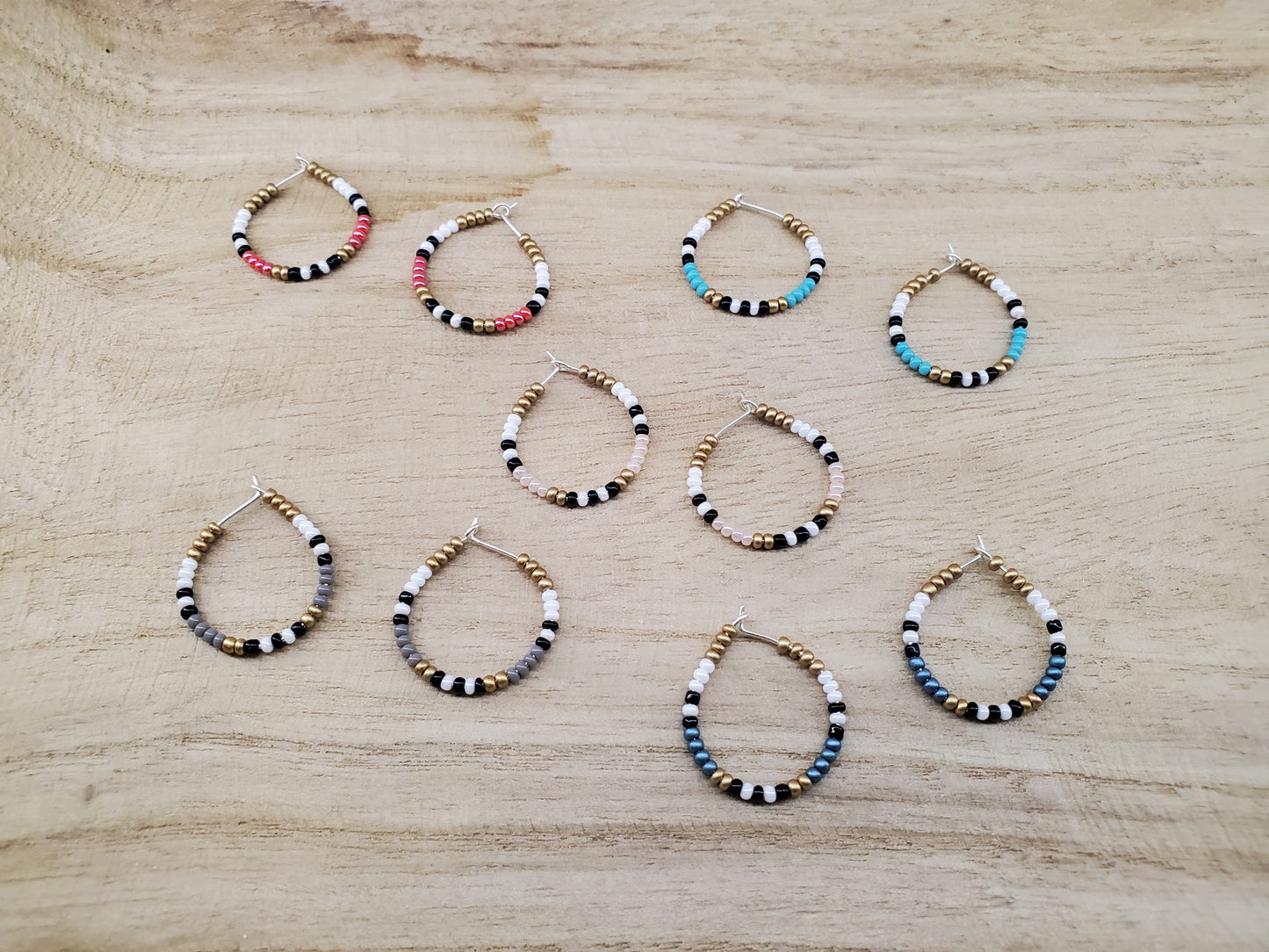 Boho Seed Bead Multi-Colored Hoops Earrings