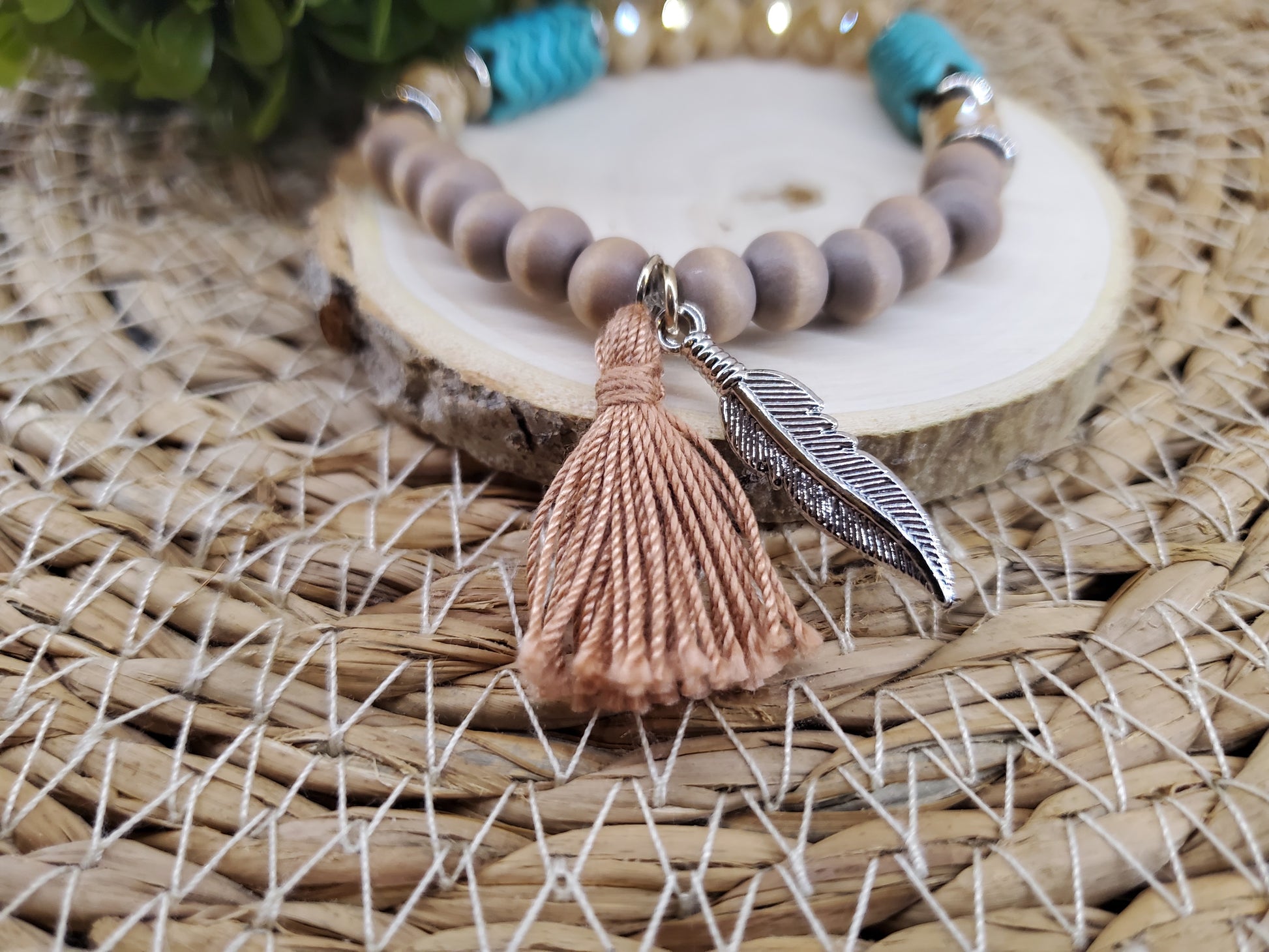 Chevron Turquoise & Milk Glass Diffuser Bracelet