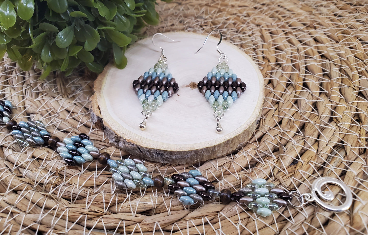 Blue & Brown Diamond Bracelet Set