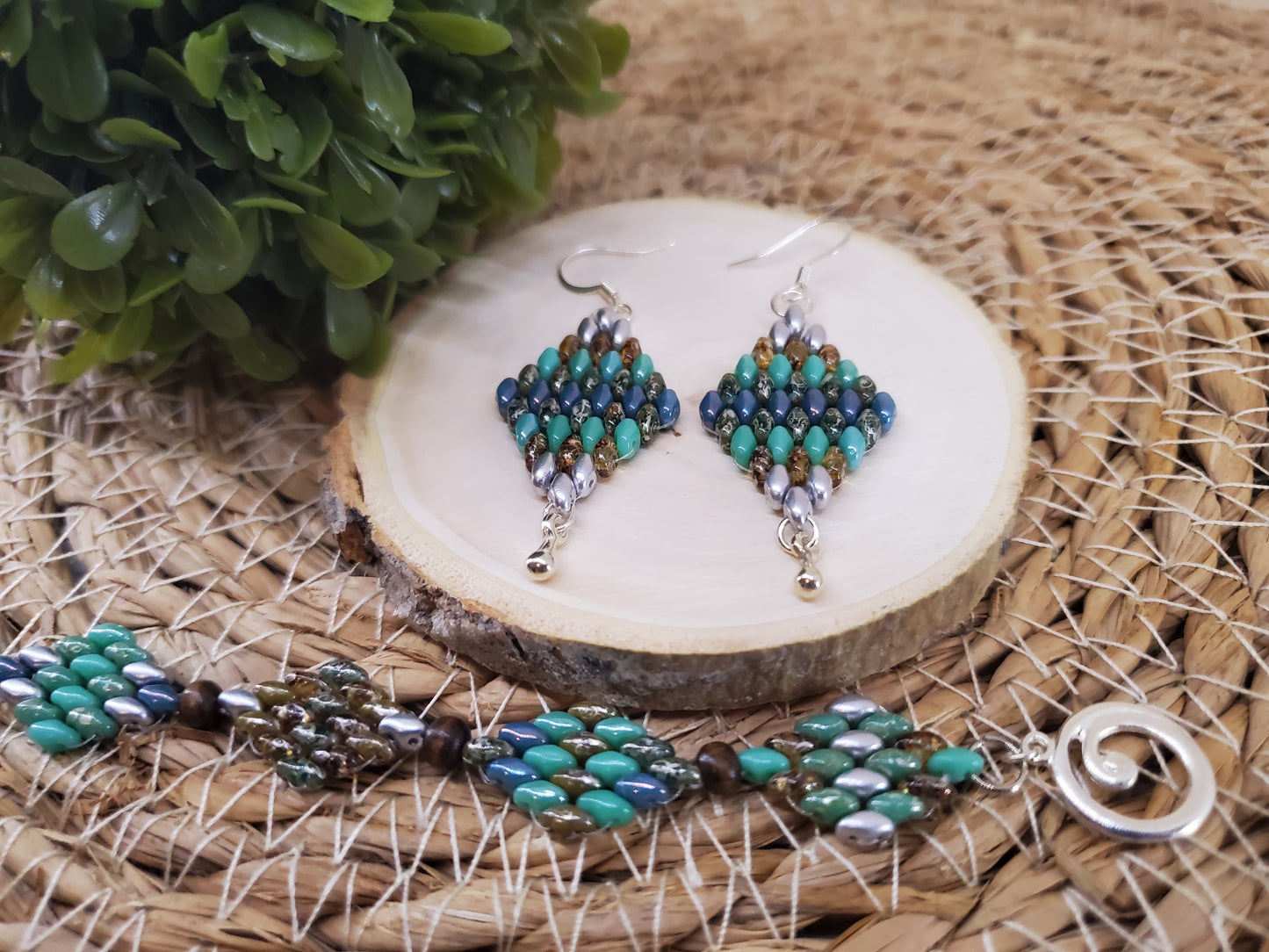 Green & Blue Diamond Bracelet Set