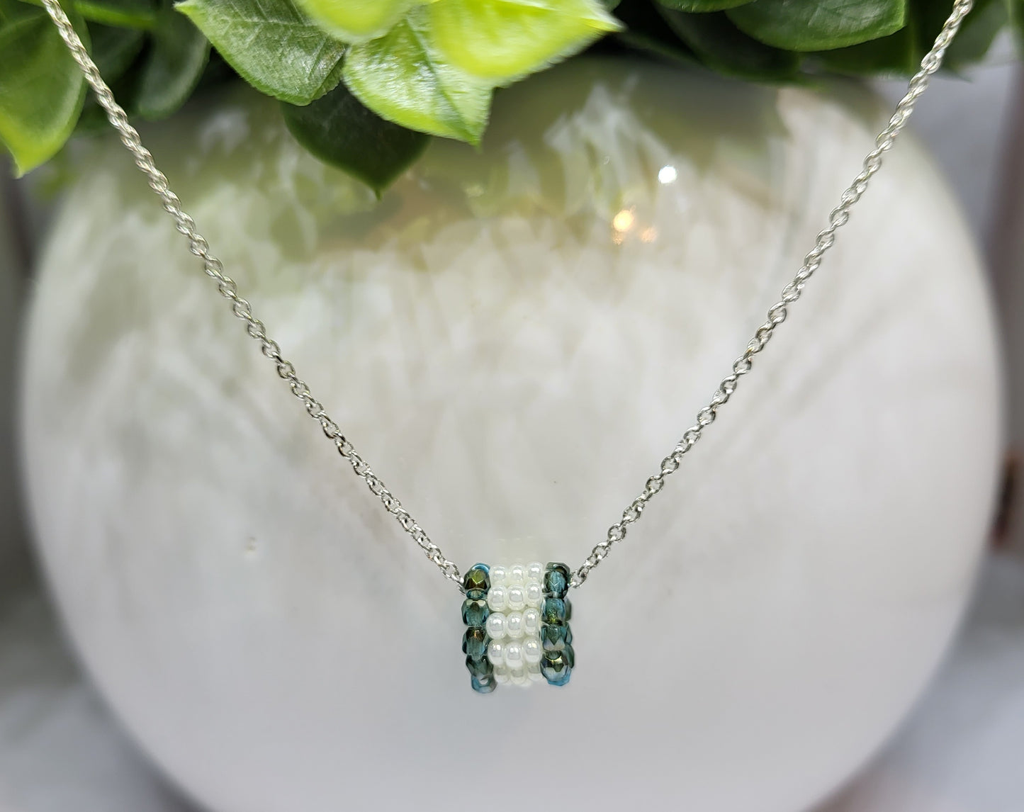 Stitched Infinity Necklaces-Green