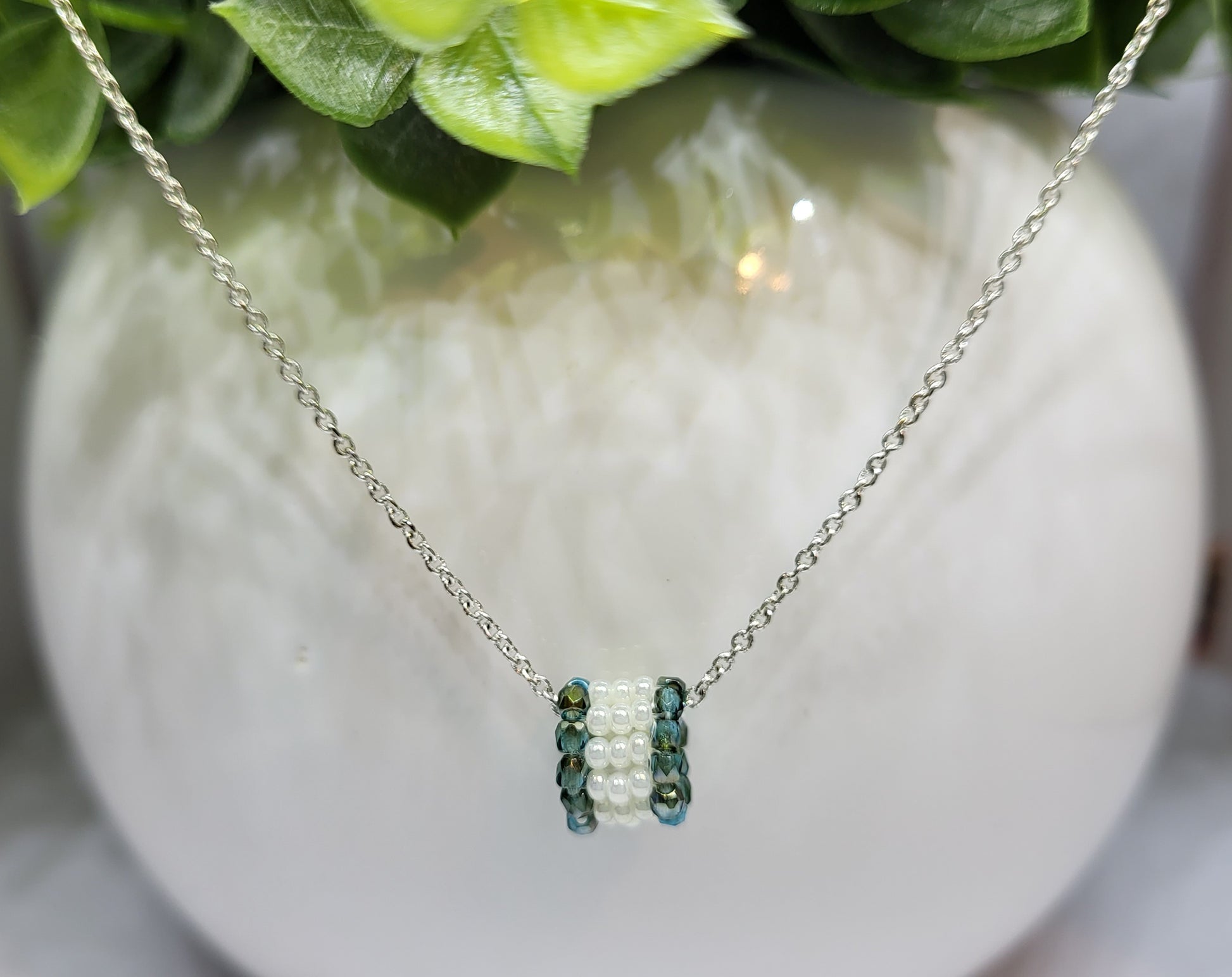 Stitched Infinity Necklaces-Green