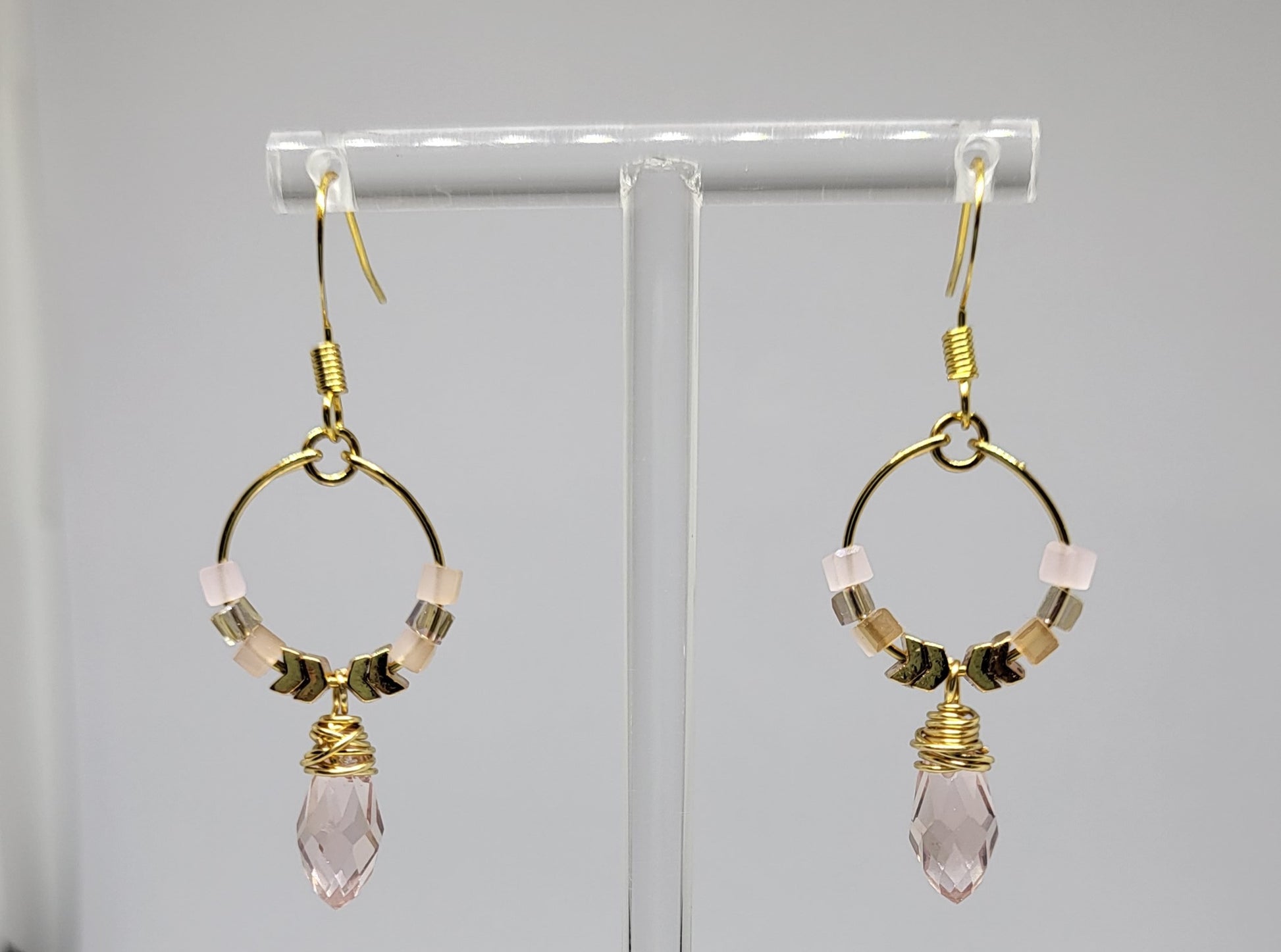 Pink Boho Teardrop Earrings