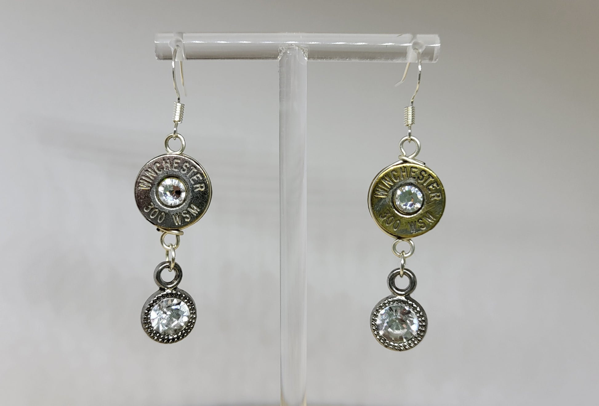 300 Winchester Short Mag Crystal Bullet Earrings