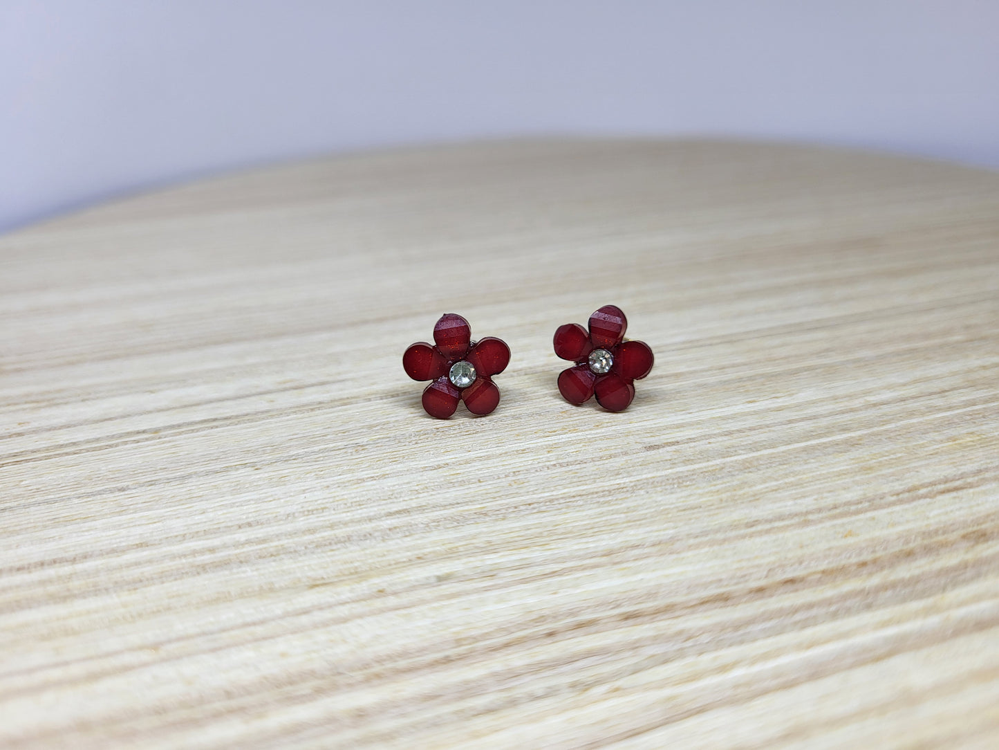 Jewel Flower Studs-Red