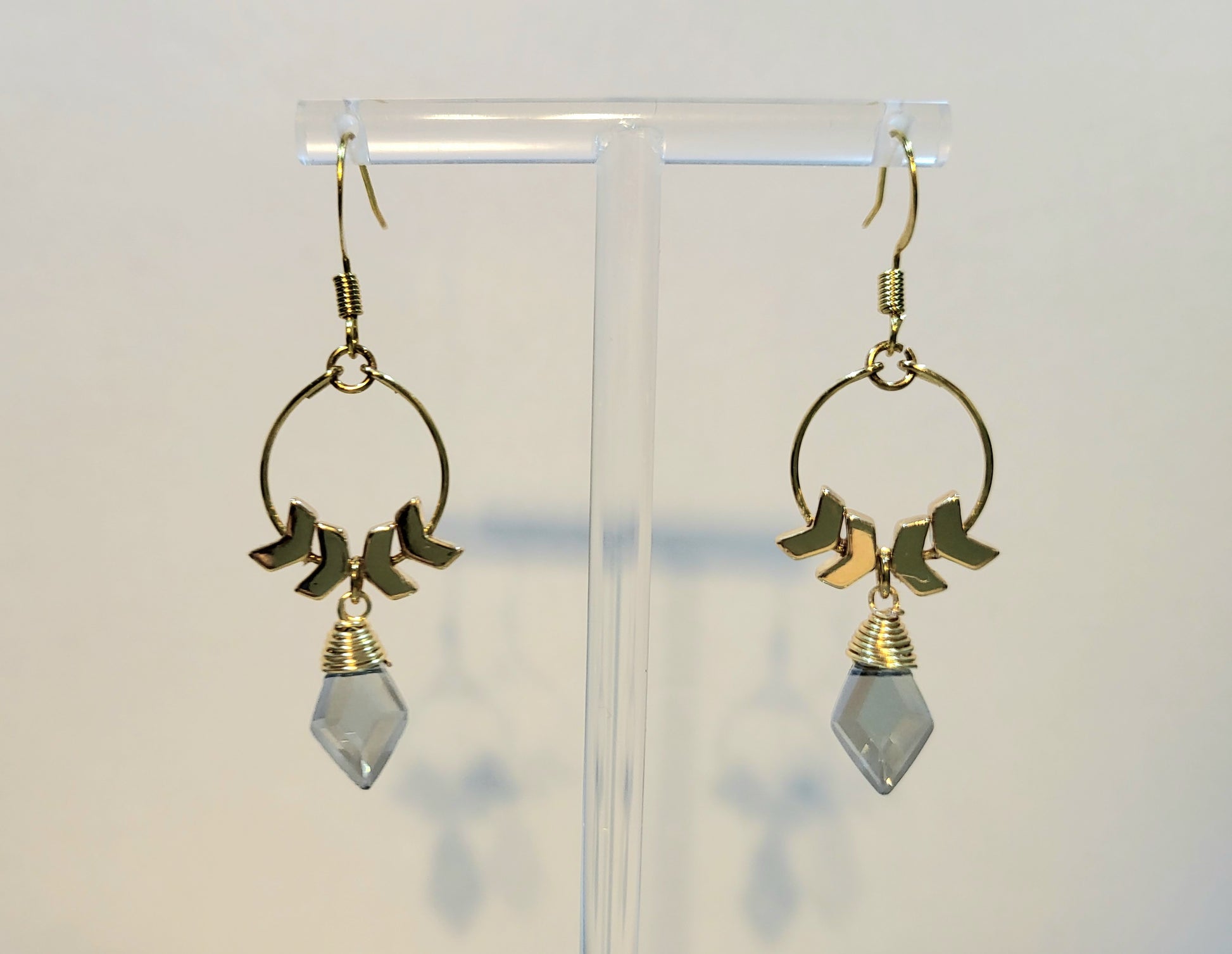 Boho Blue Gray Wrapped Earrings