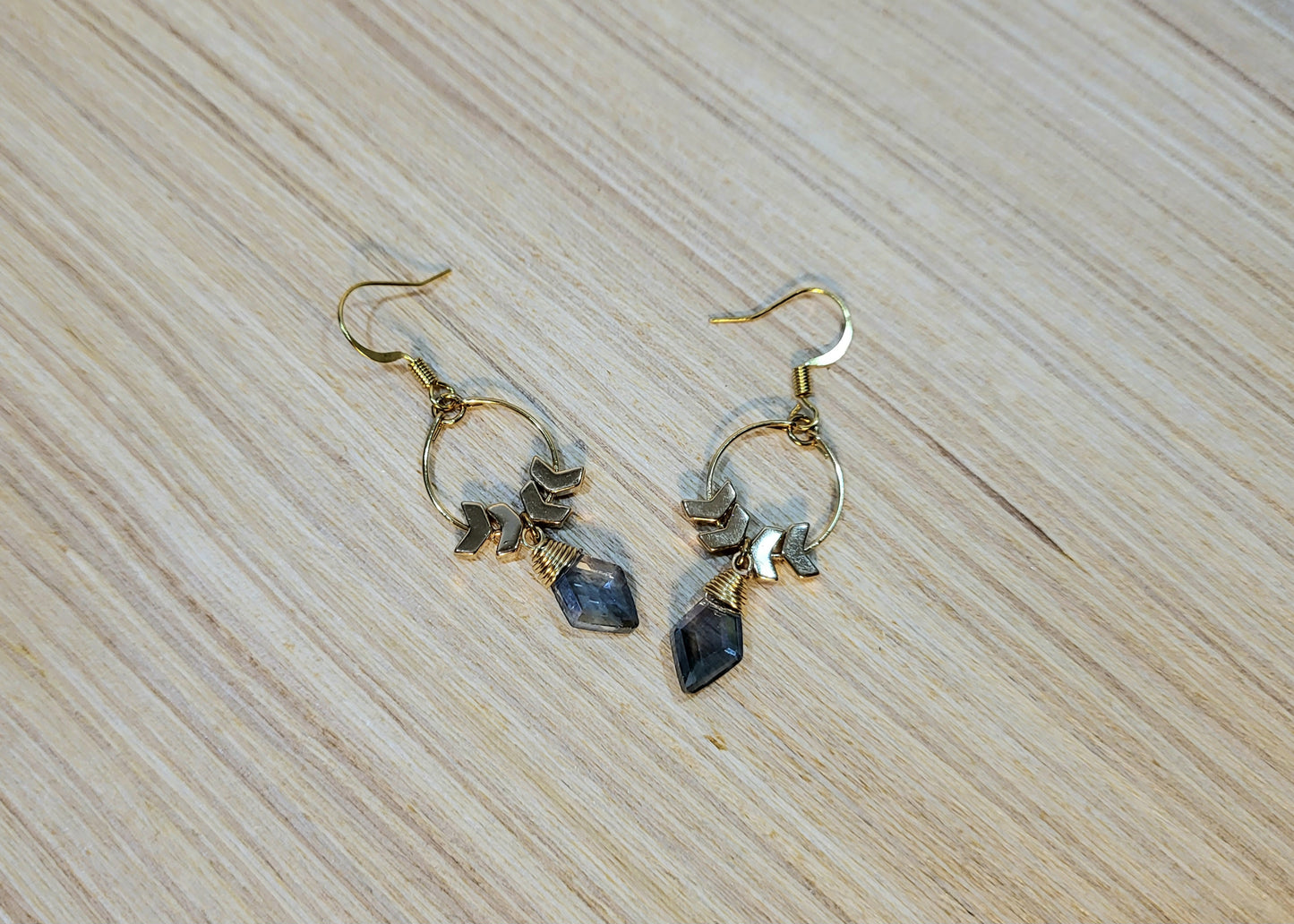 Boho Blue Gray Wrapped Earrings