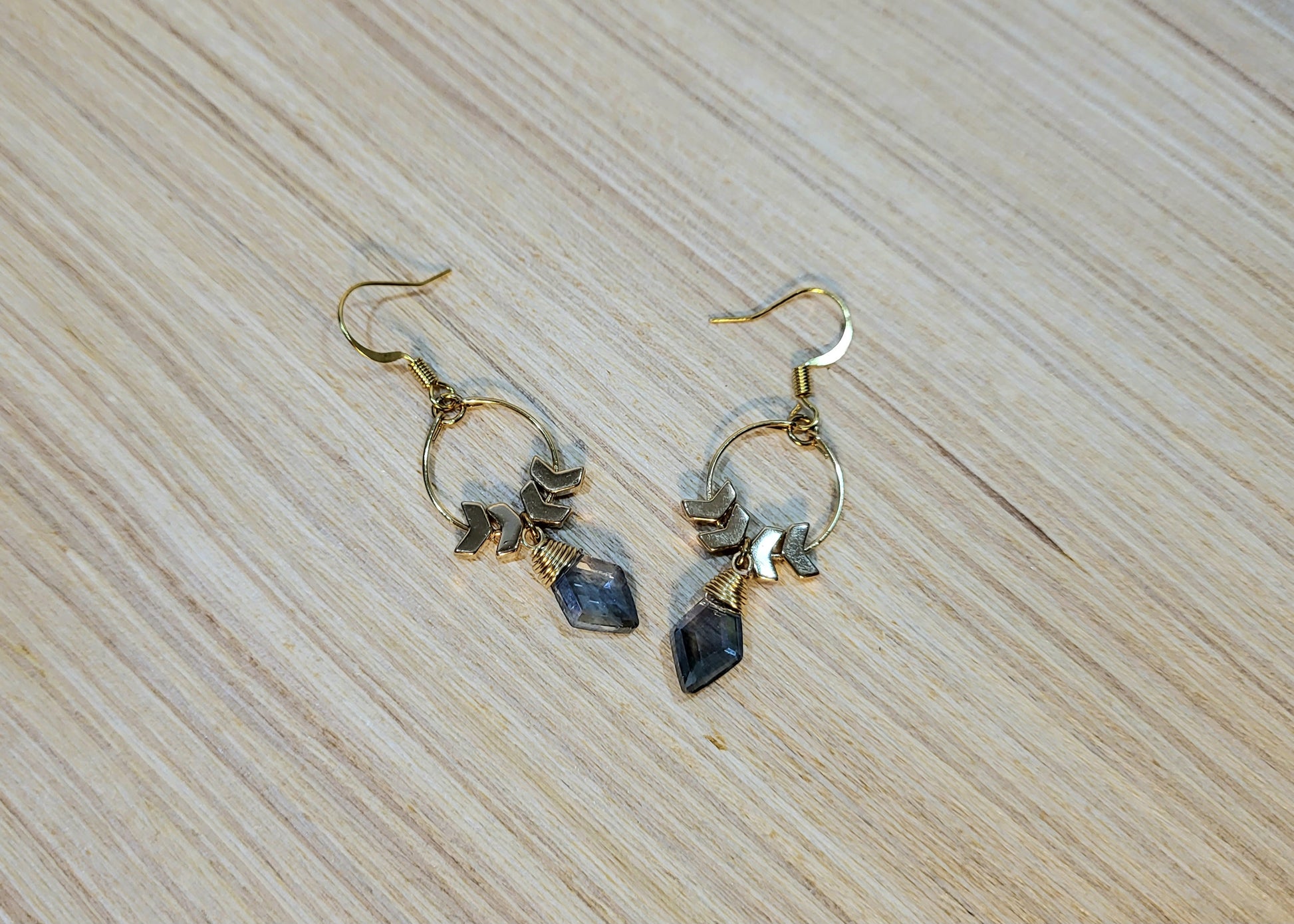 Boho Blue Gray Wrapped Earrings