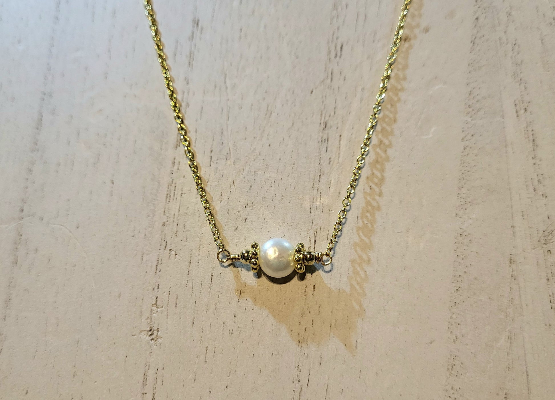 Fresh Water Pearl Necklace-Gold