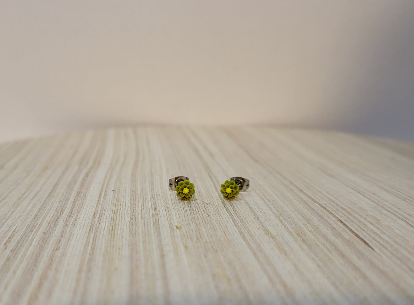 Girl's Flower Studs-Green