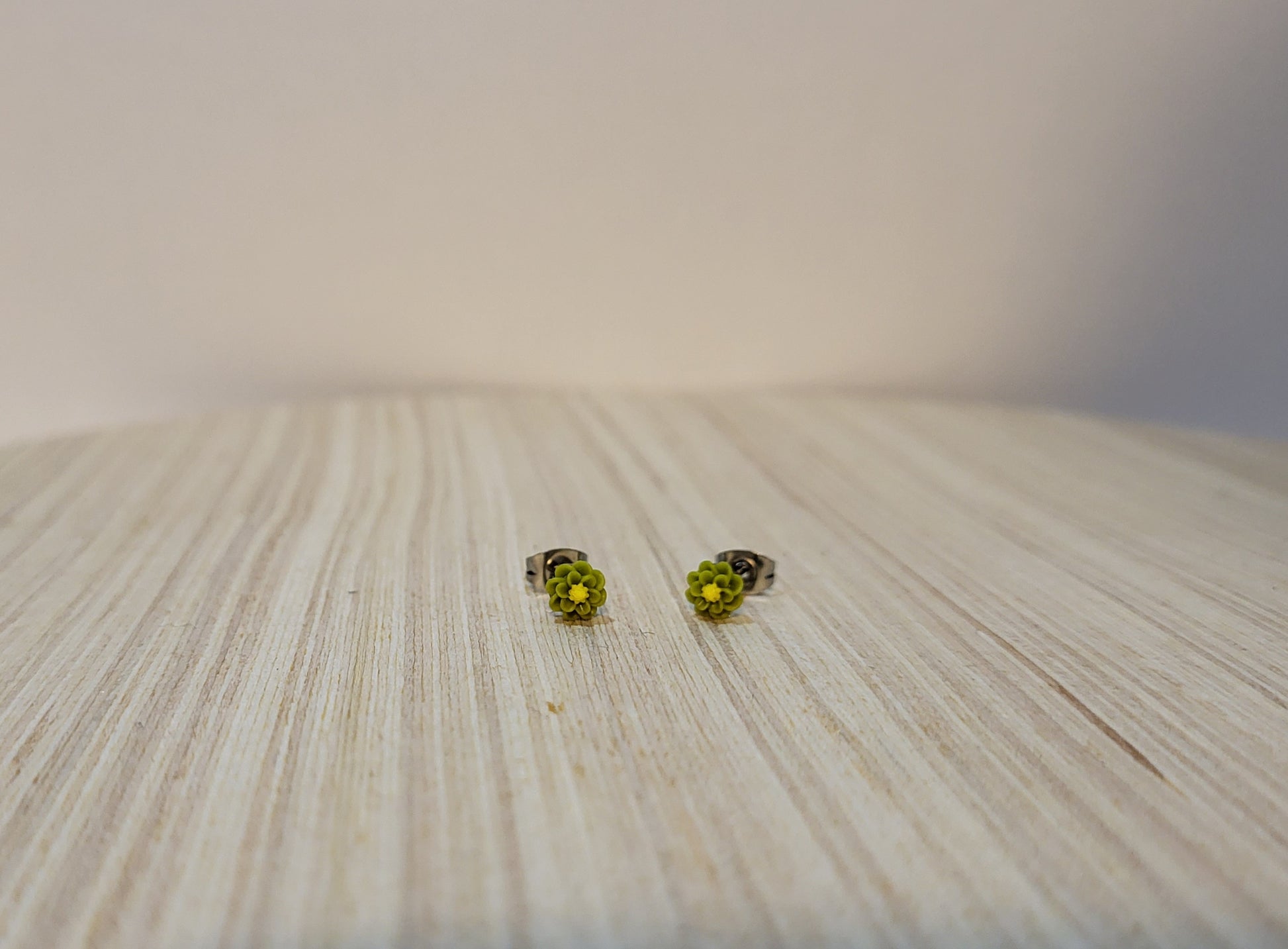 Girl's Flower Studs-Green