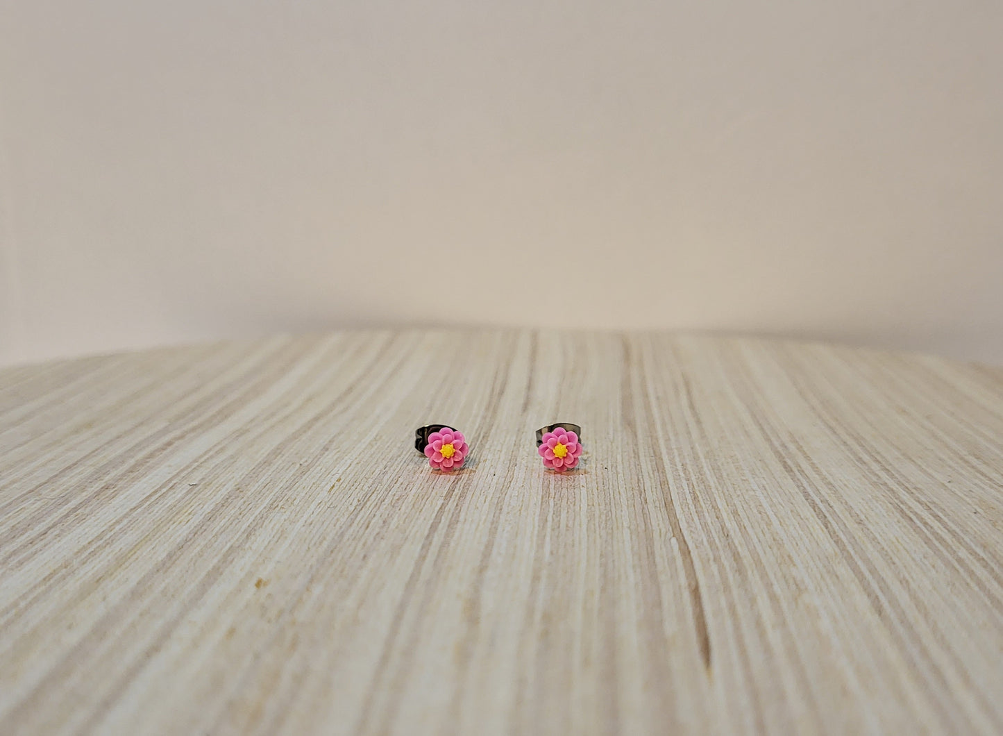 Girl's Flower Studs-Hot Pink