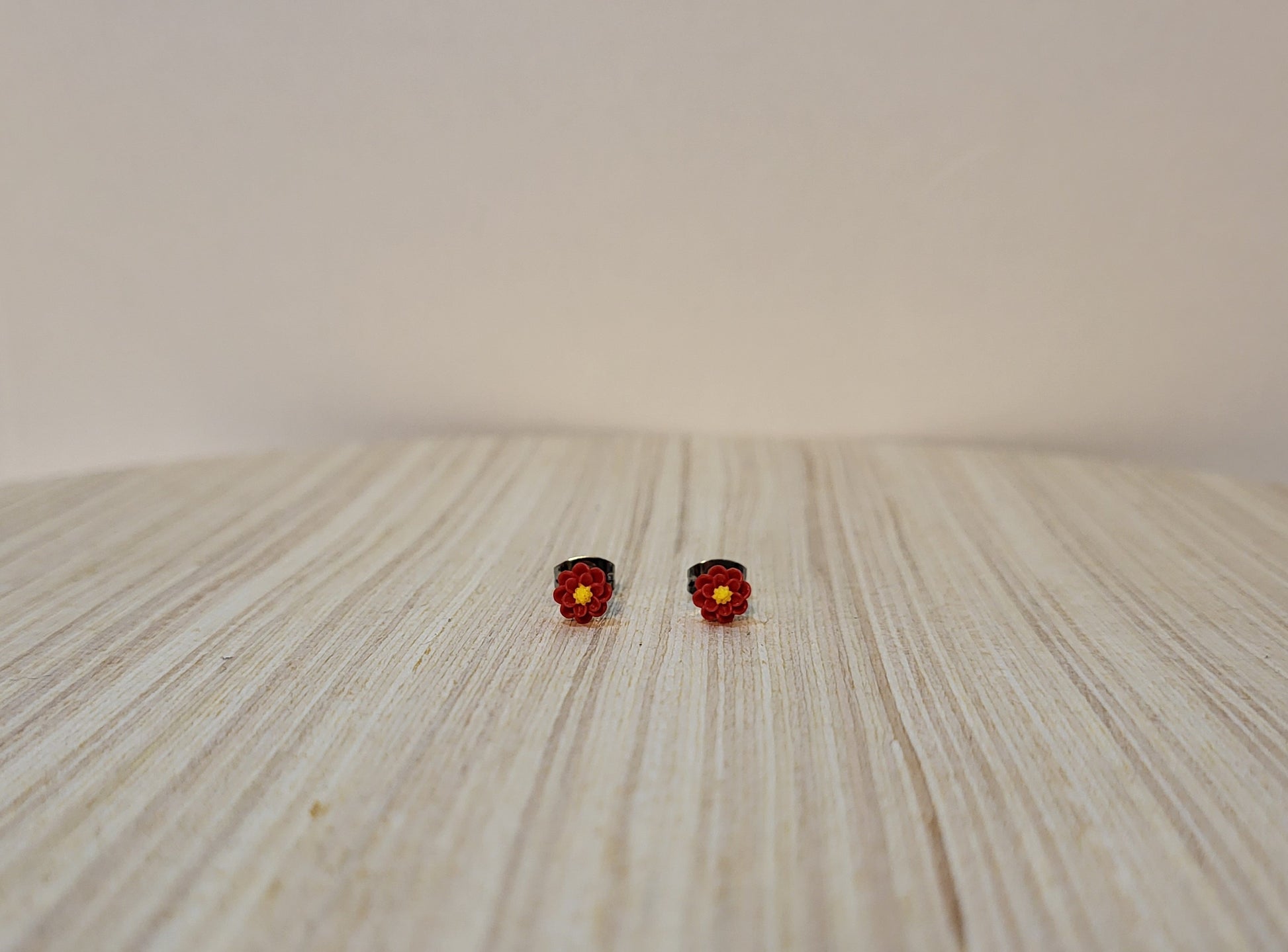 Girl's Flower Studs-Red