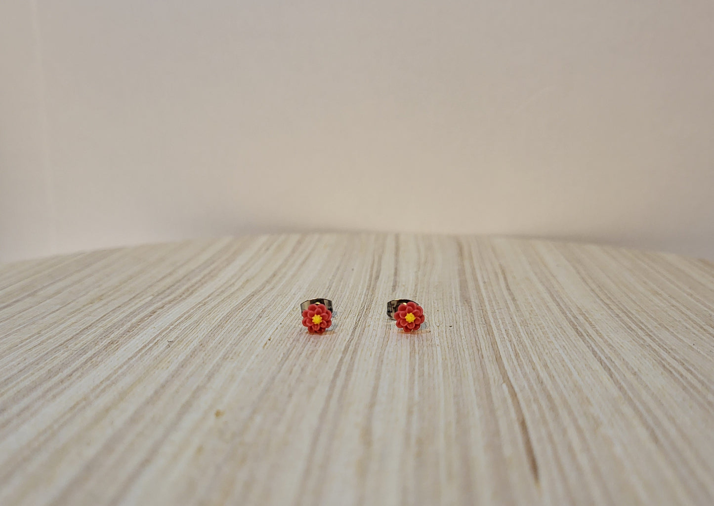 Girl's Flower Studs-Coral