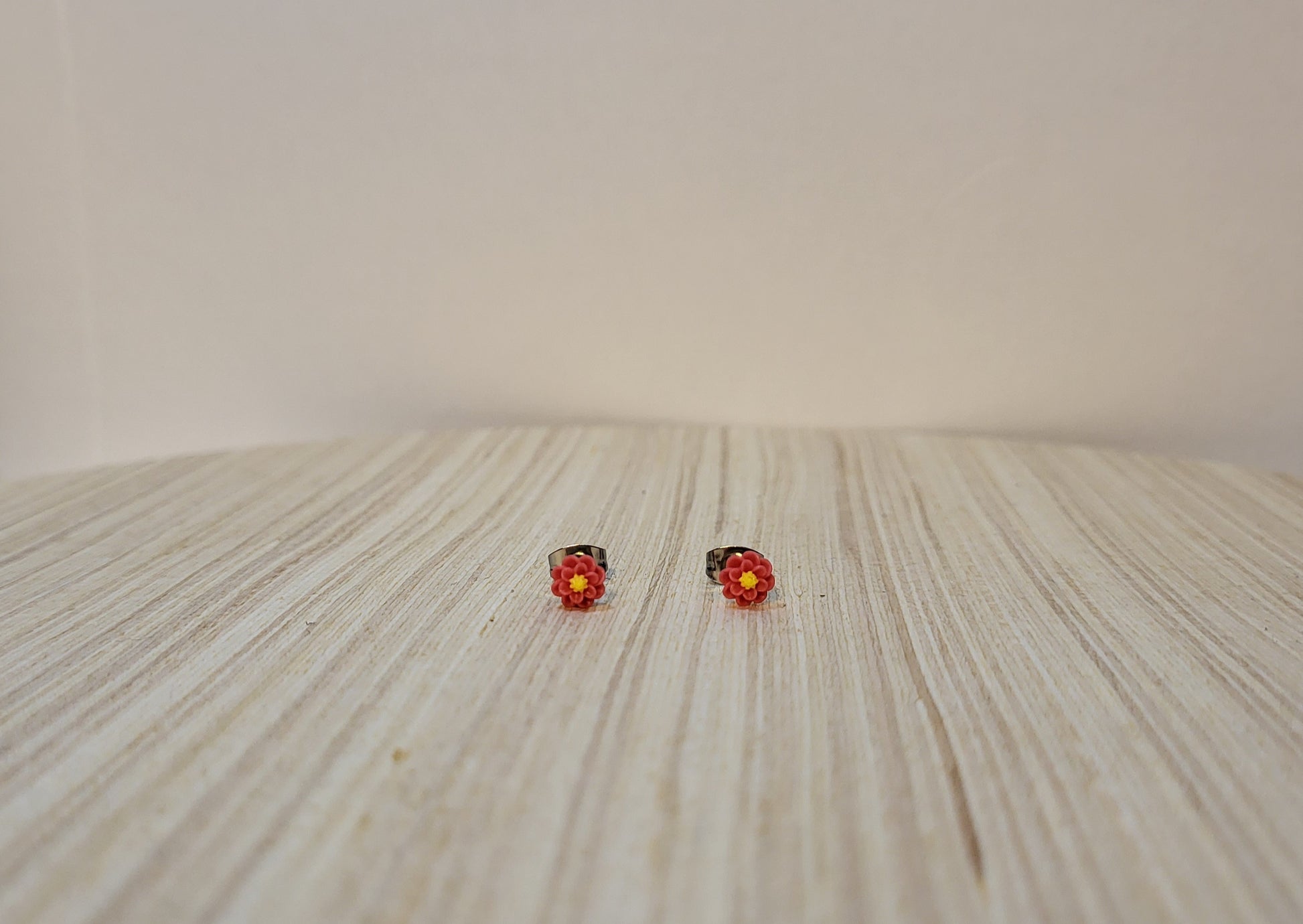Girl's Flower Studs-Coral
