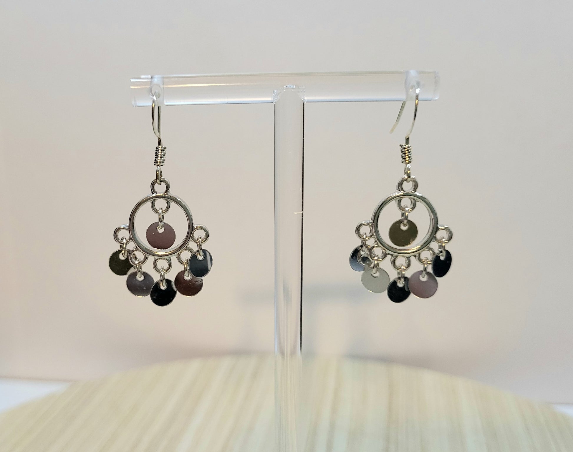 Sequin Chandelier Earrings-Silver