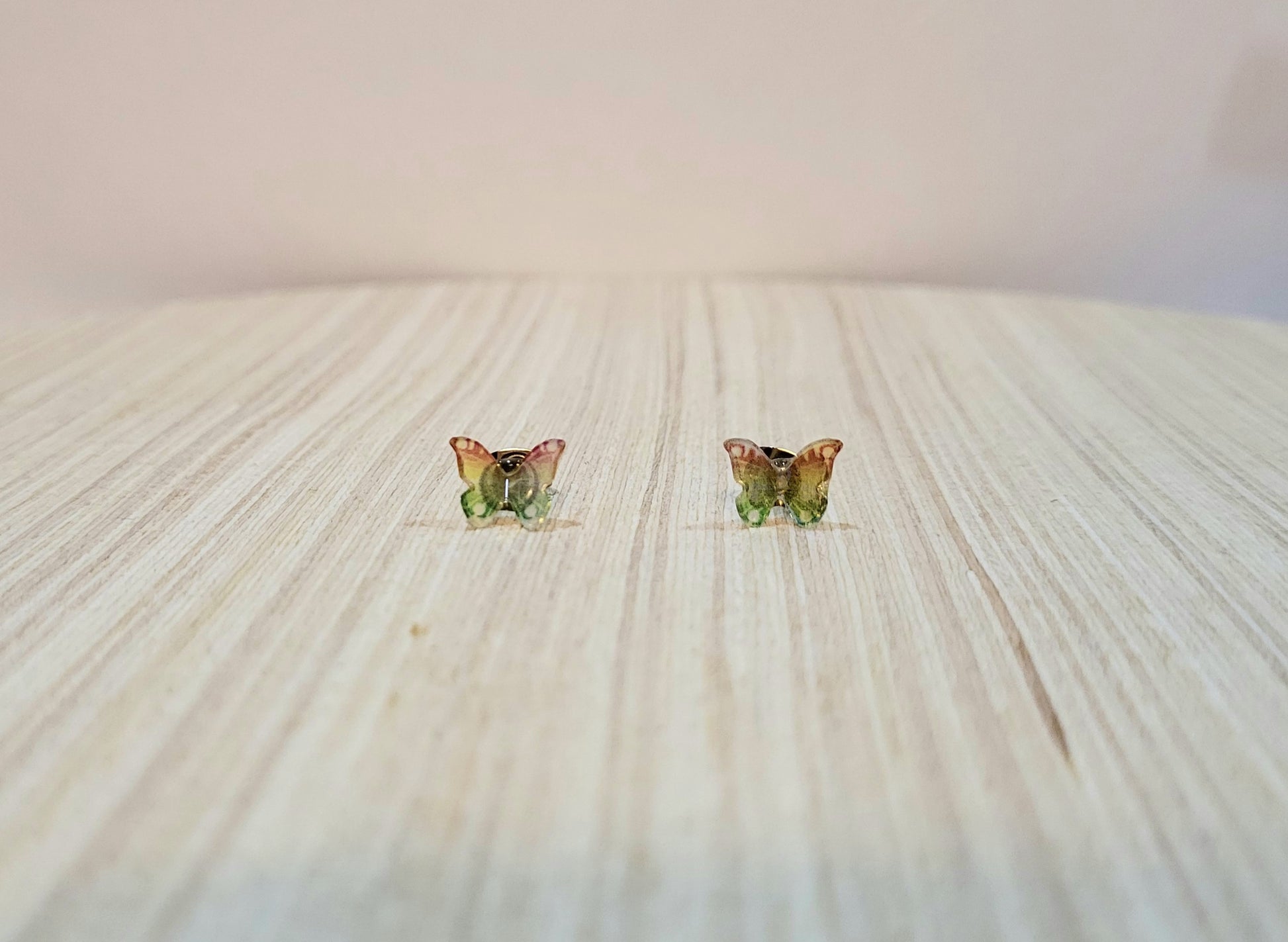 Flutter-By Stud Earrings-Orange & Green