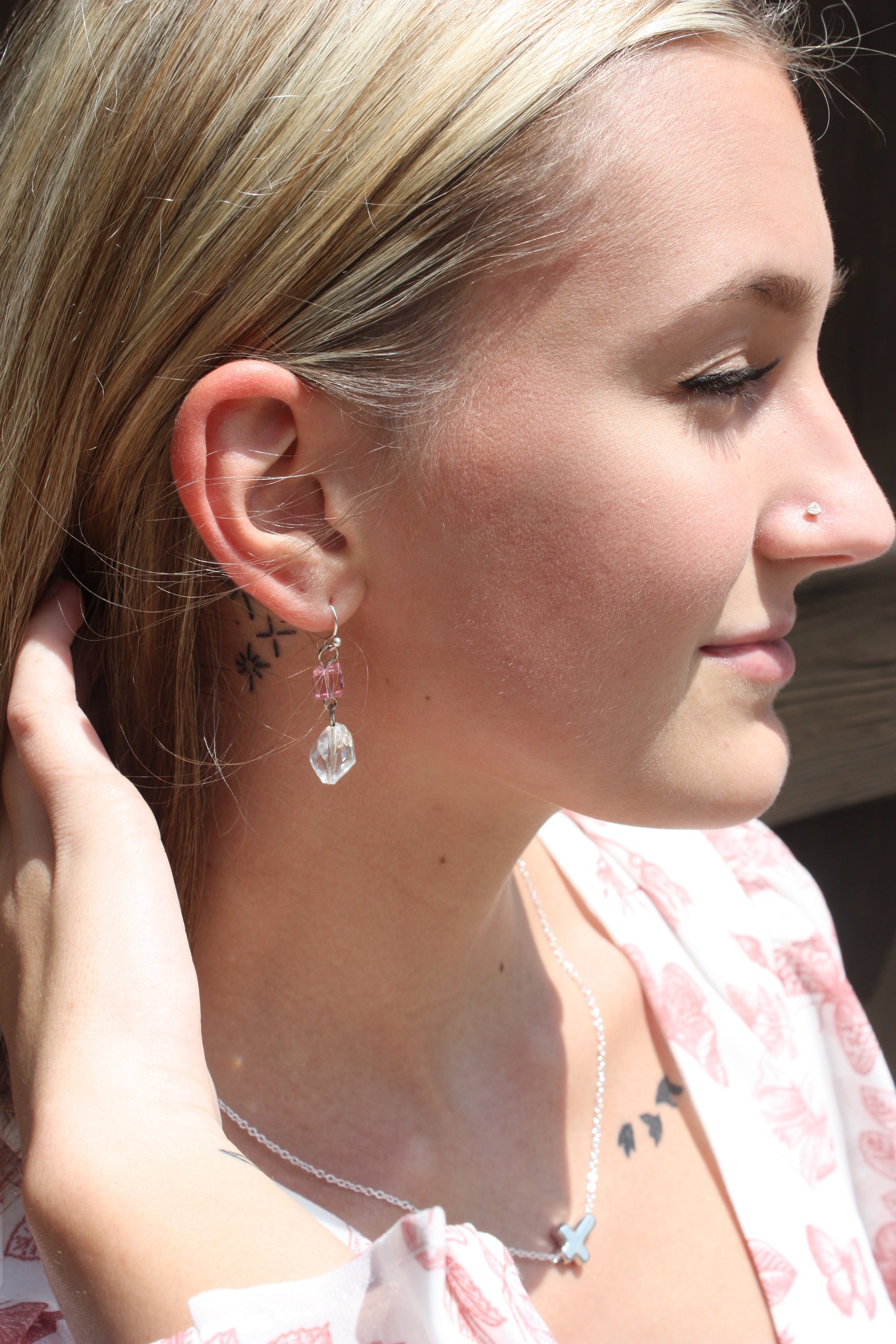 Pink Ice Crystal Earrings