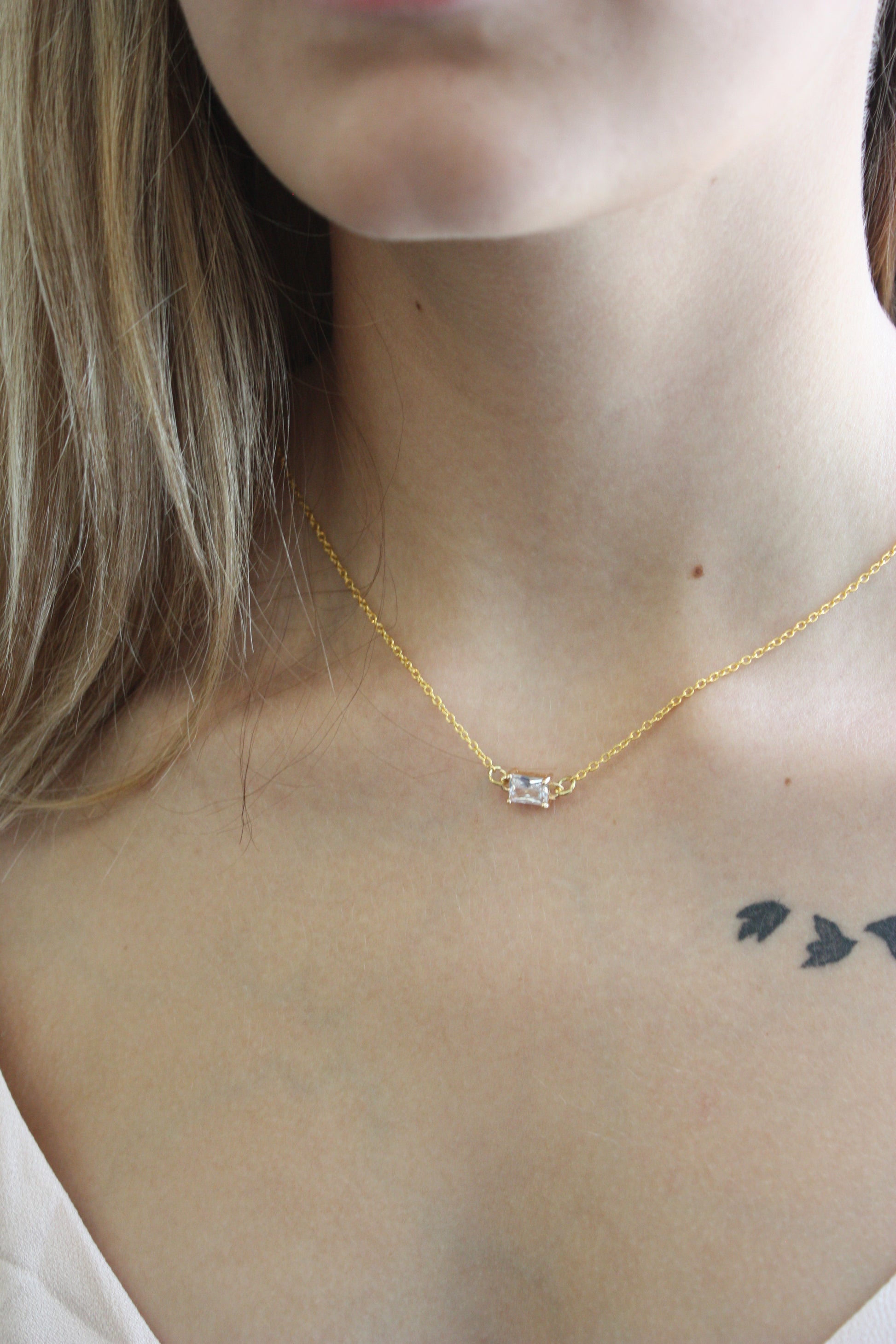 Radiant Cut Gold CZ Necklaces