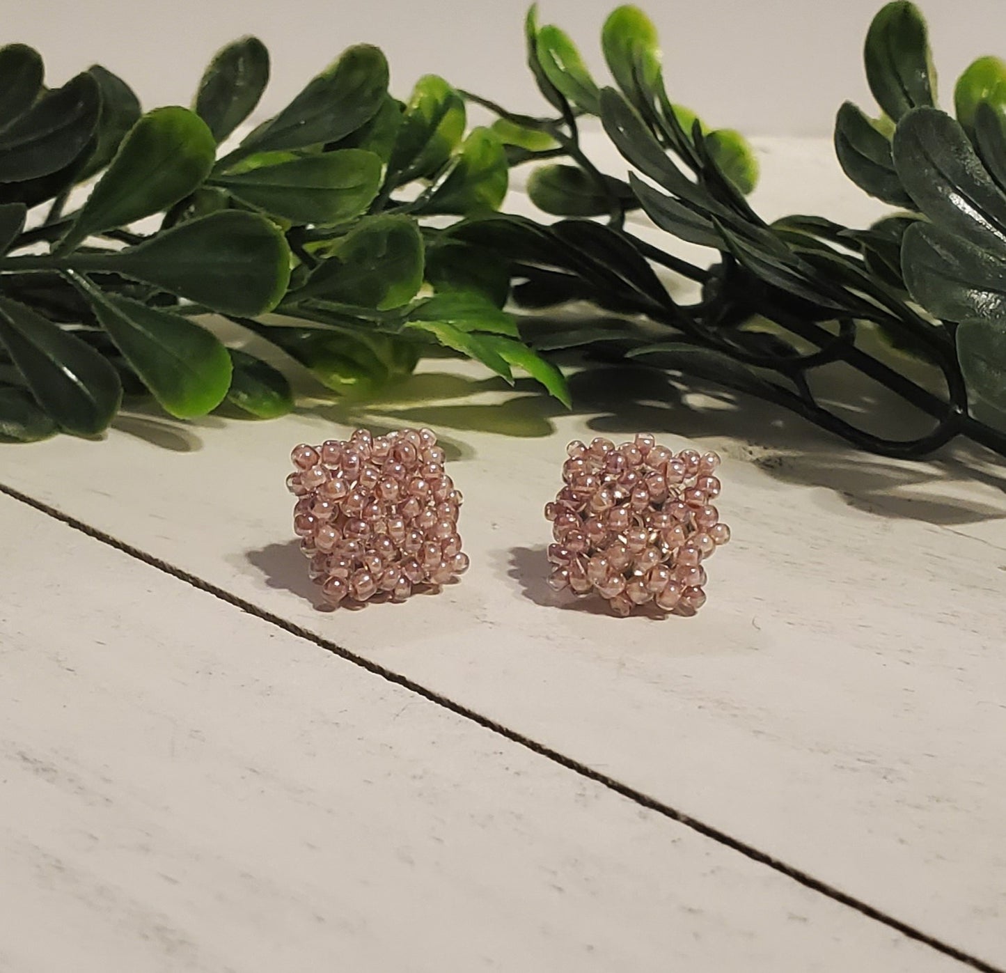 Handstitched Patchwork Studs-Lavender