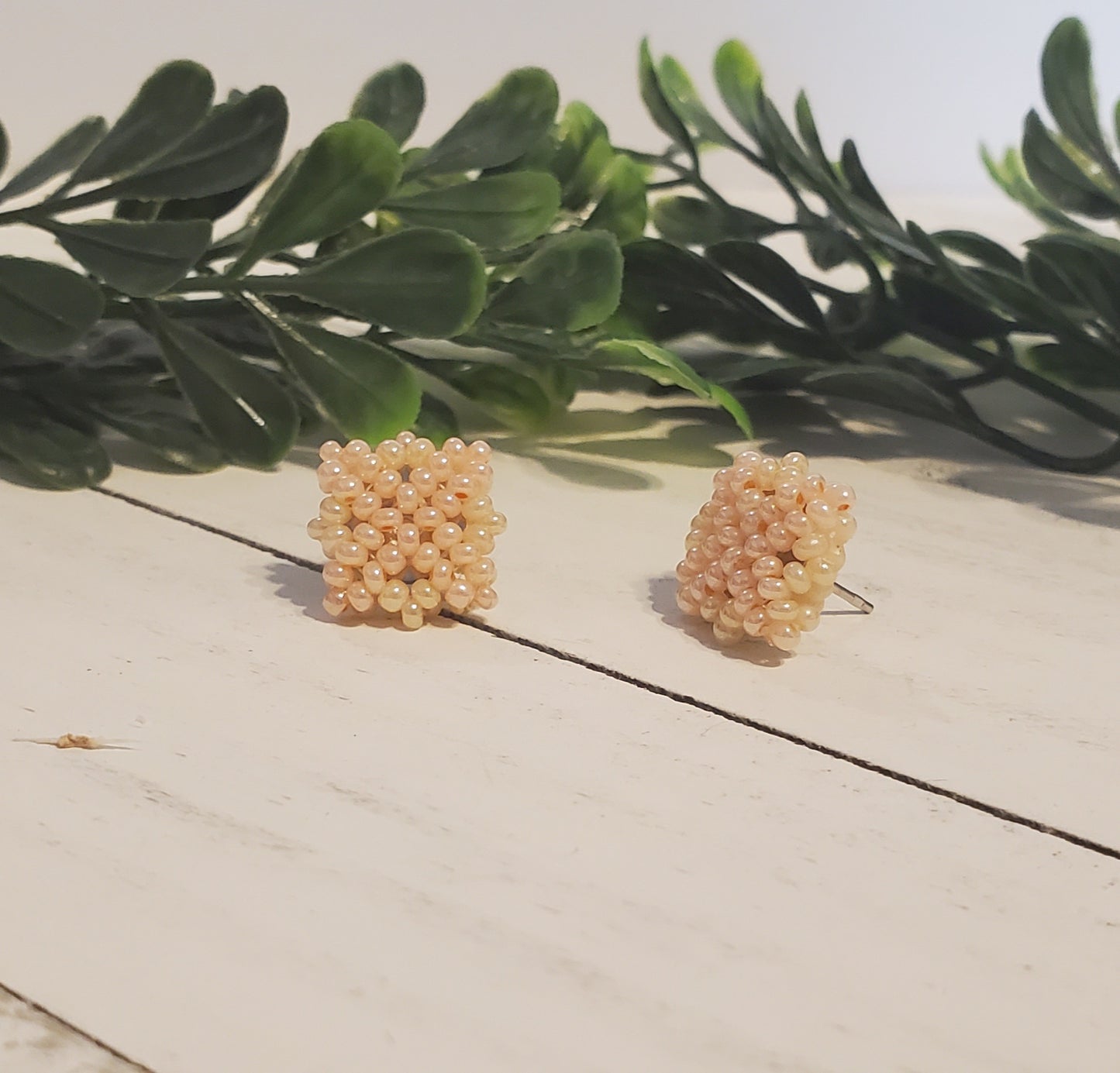 Handstitched Patchwork Studs-Peaches & Cream