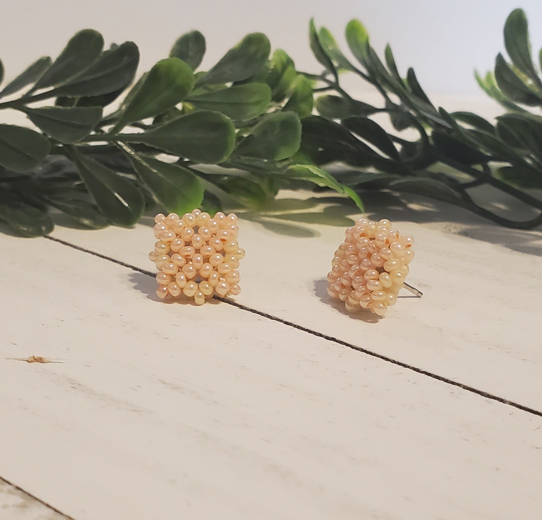 Handstitched Patchwork Studs-Peaches & Cream