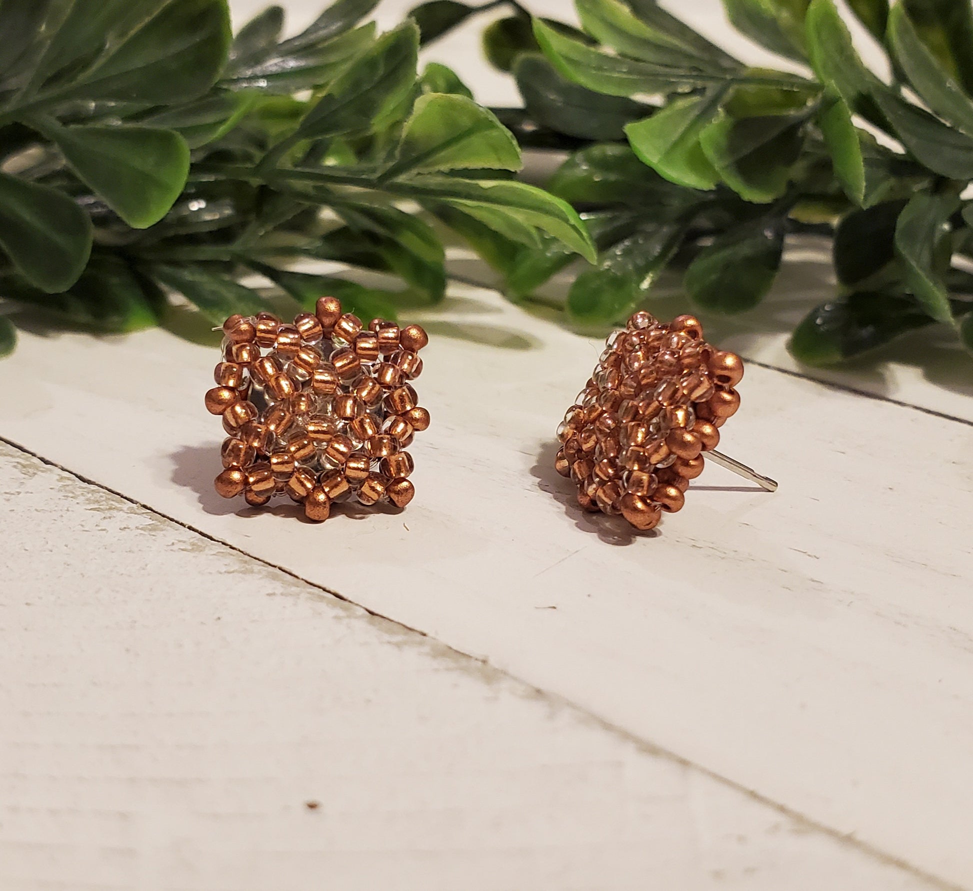 Handstitched Patchwork Studs-Copper