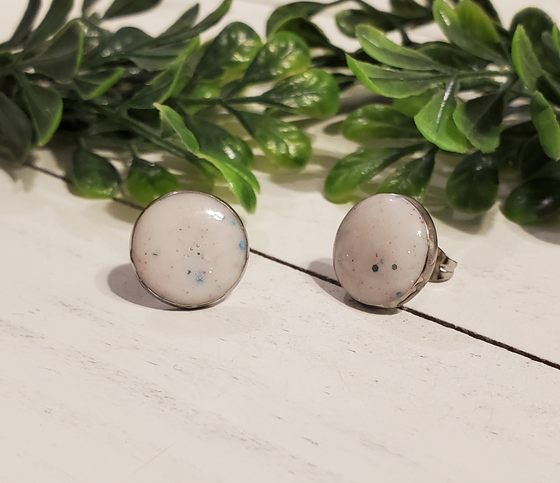 Sassy Studs (12mm)- Funfetti White