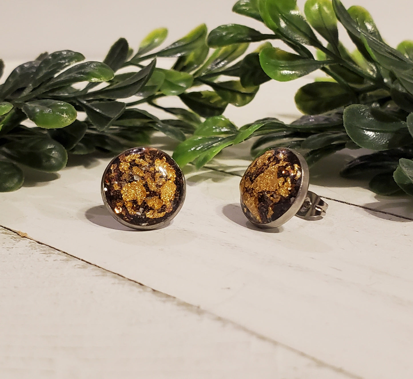 Gold Flake Studs-Brown