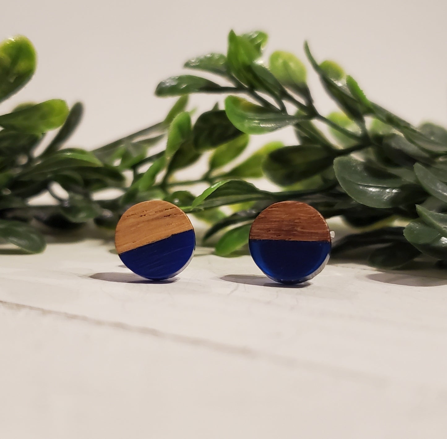 Wood & Resin Studs-Royal Blue
