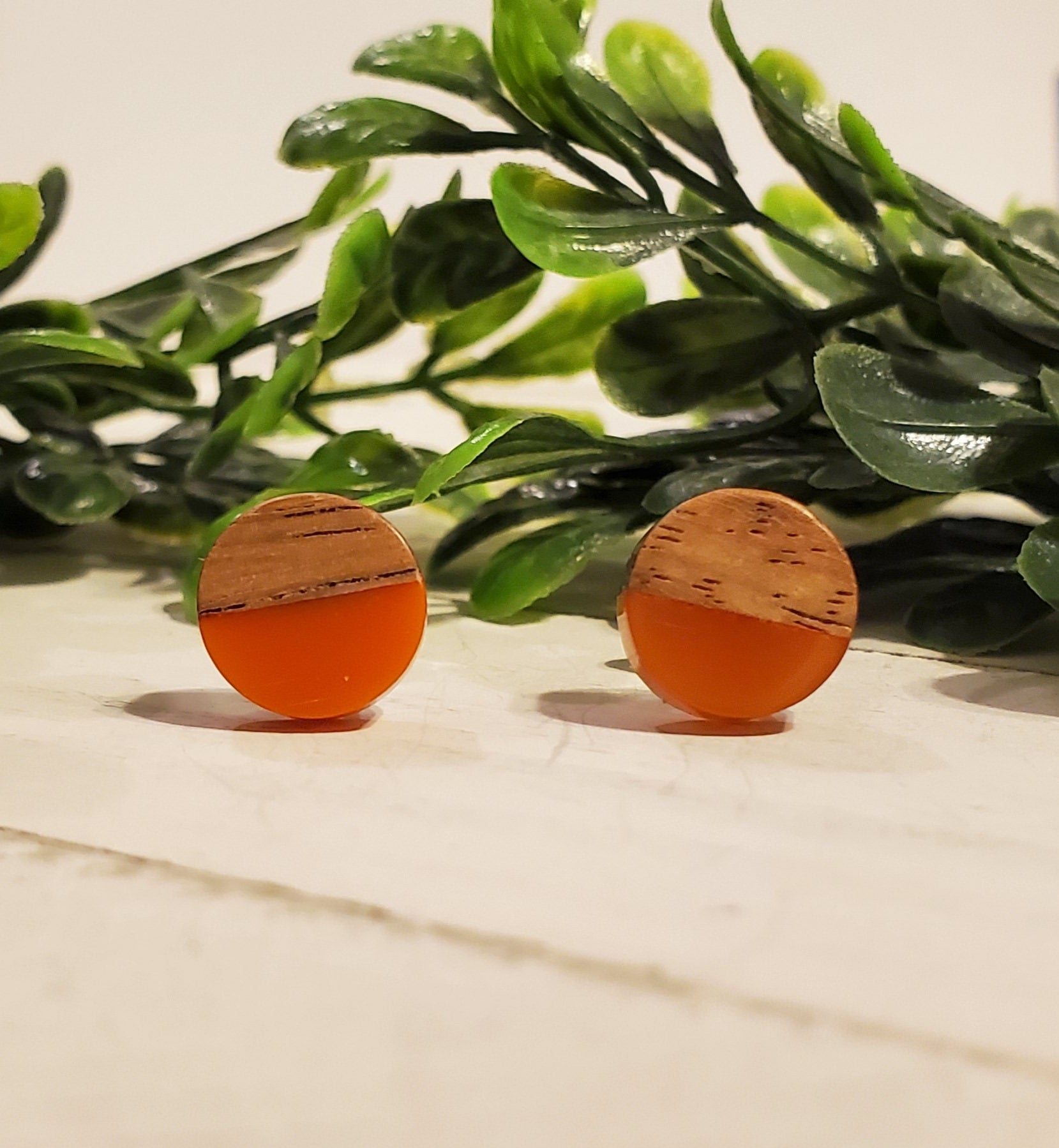 Wood & Resin Studs-Orange
