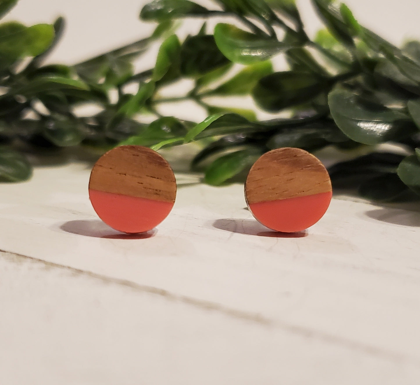 Wood & Resin Studs-Coral