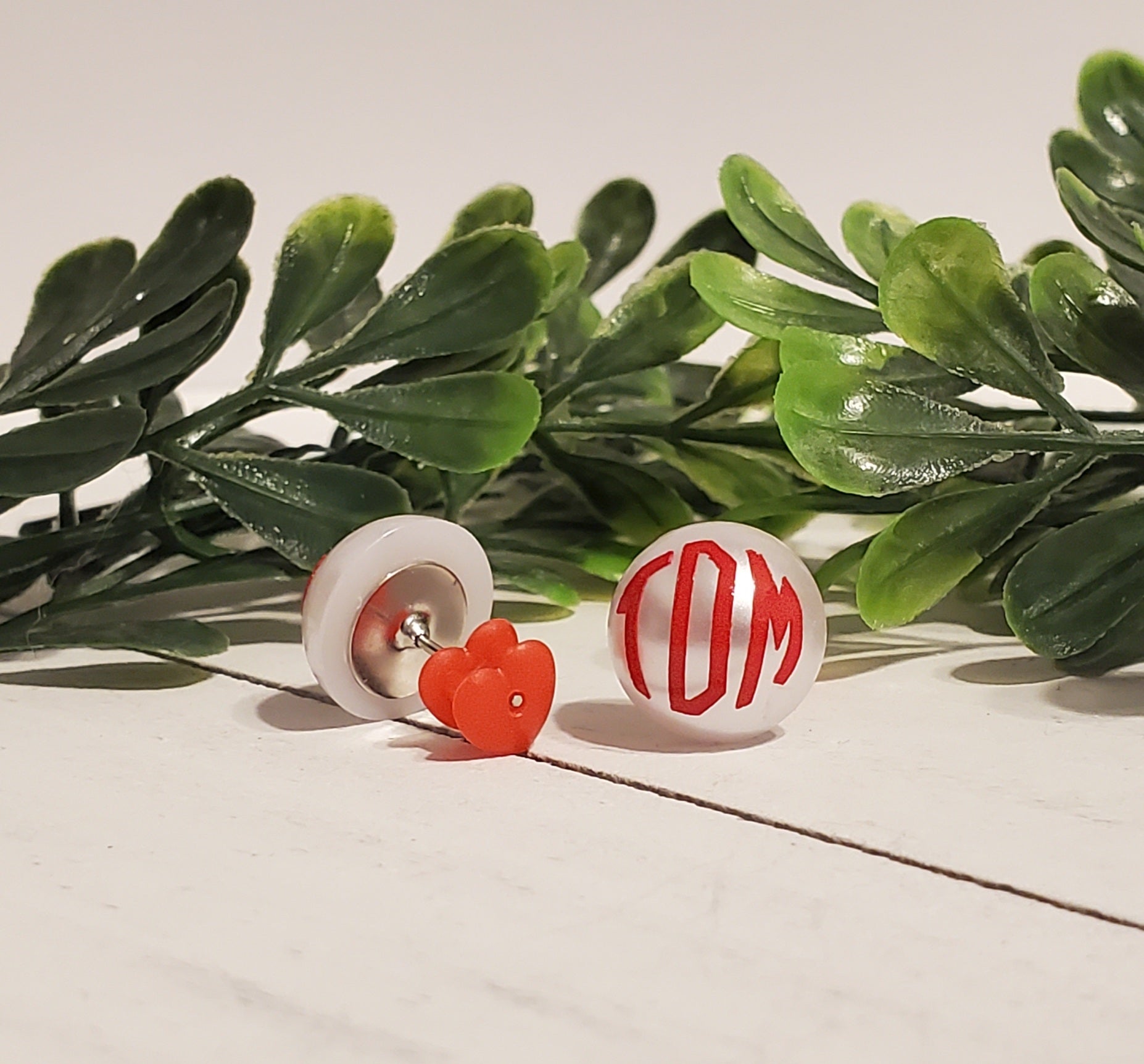 Valentine's Monogram Pearl Studs