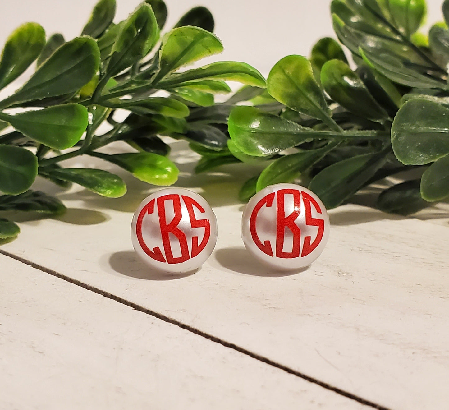 Monogram Pearl Studs