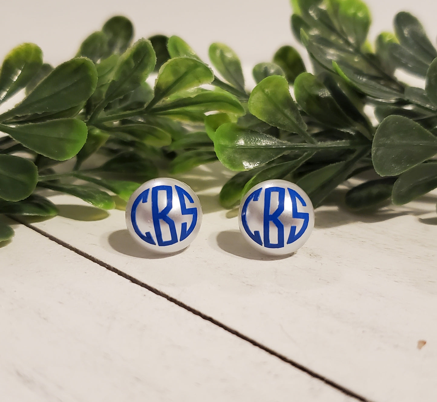 Monogram Pearl Studs