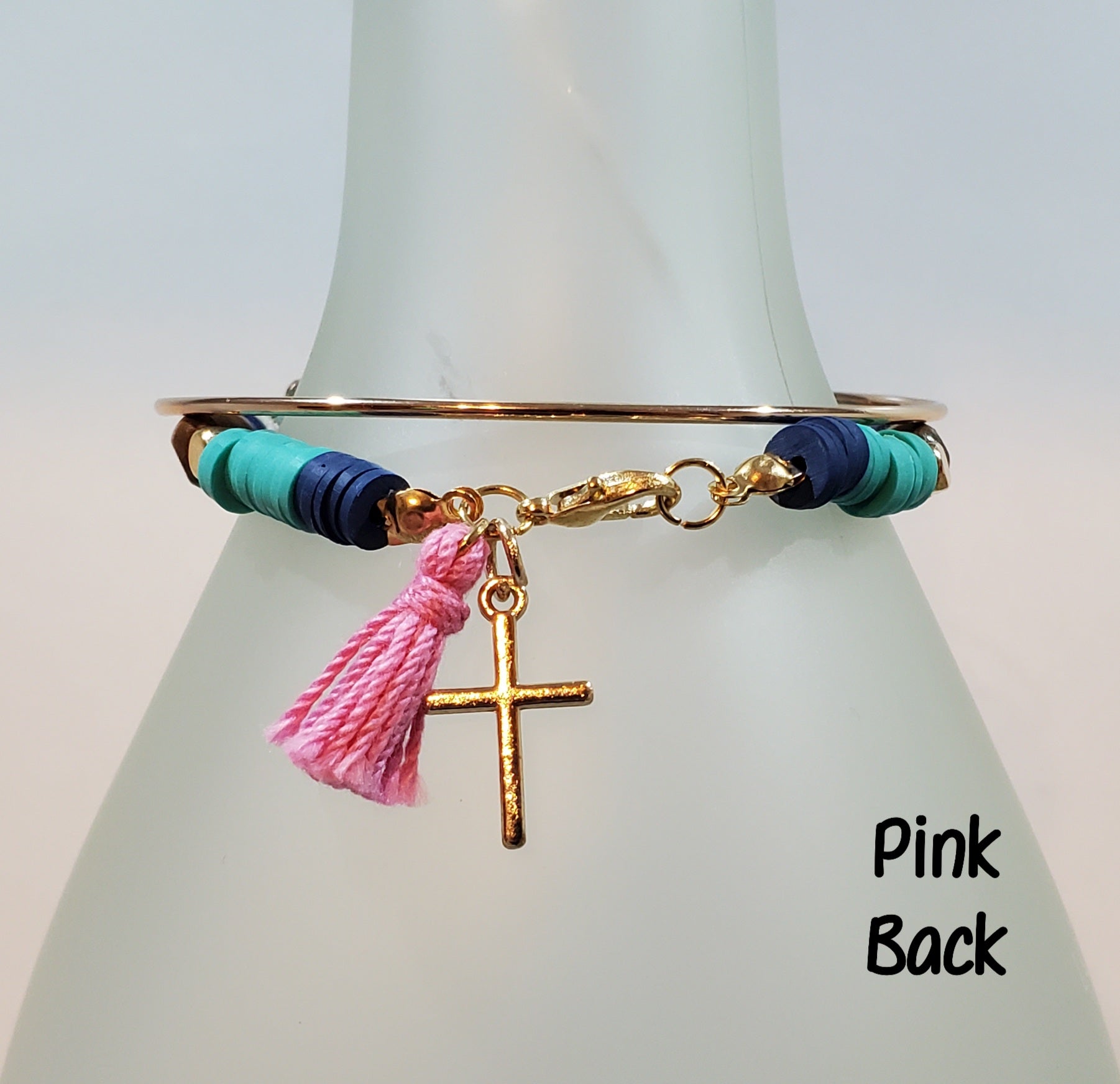 Clay & Crystal Personalized Bracelet Set- Pink Back