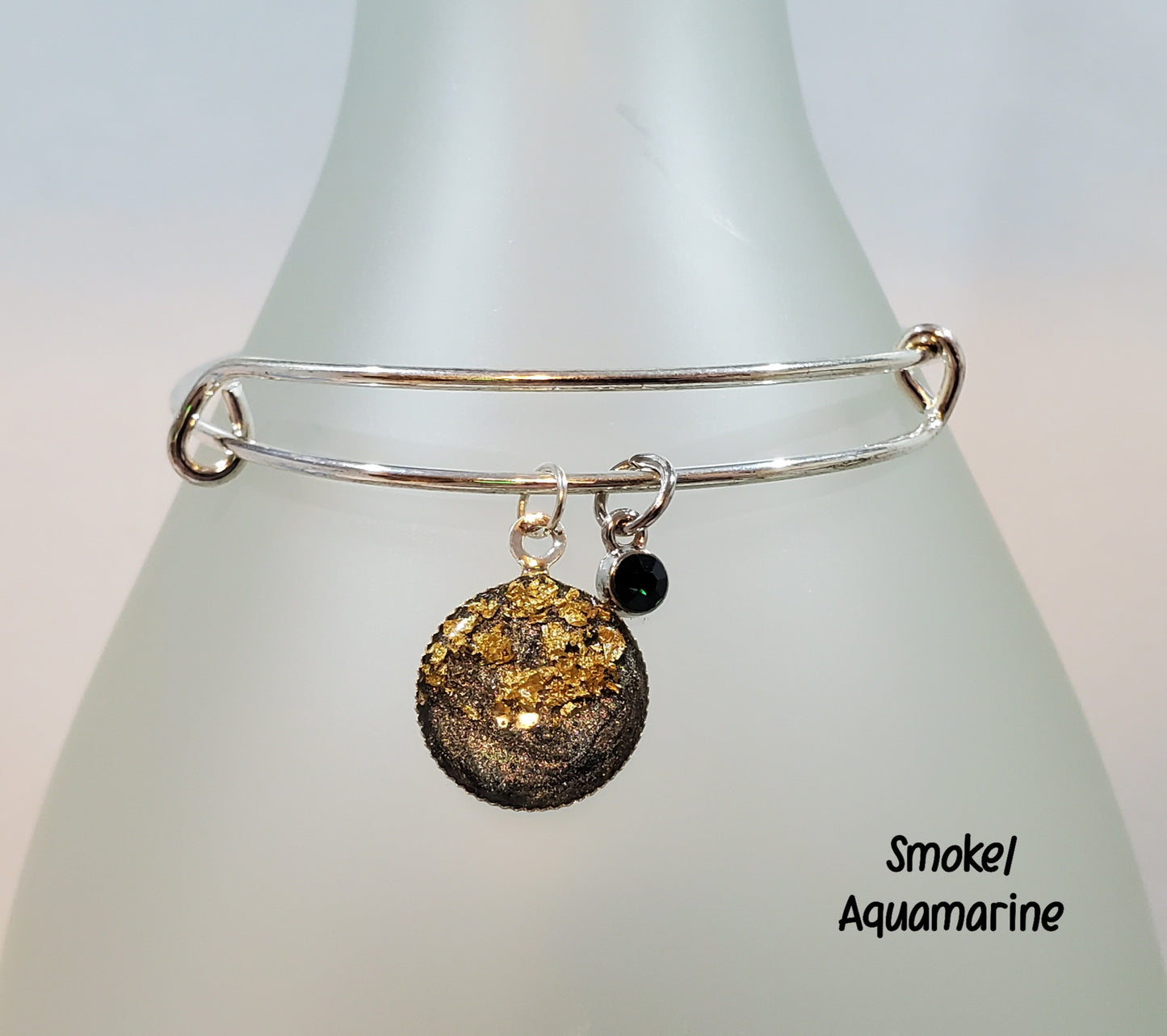 Simple Gold Flake Bangles-Smoke/Aquamarine
