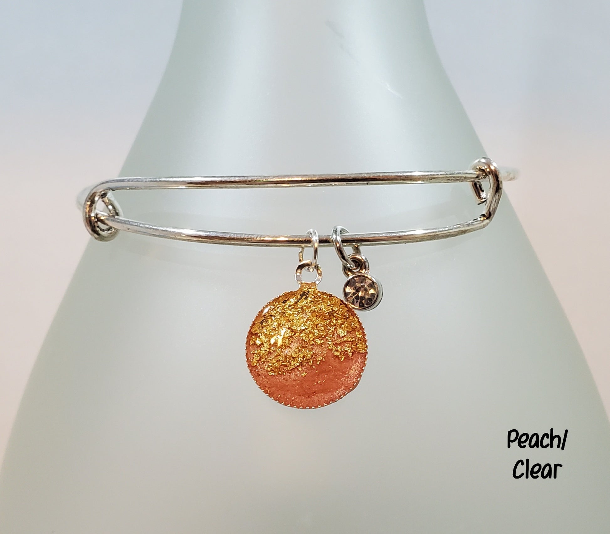 Simple Gold Flake Bangles-Peach/Clear