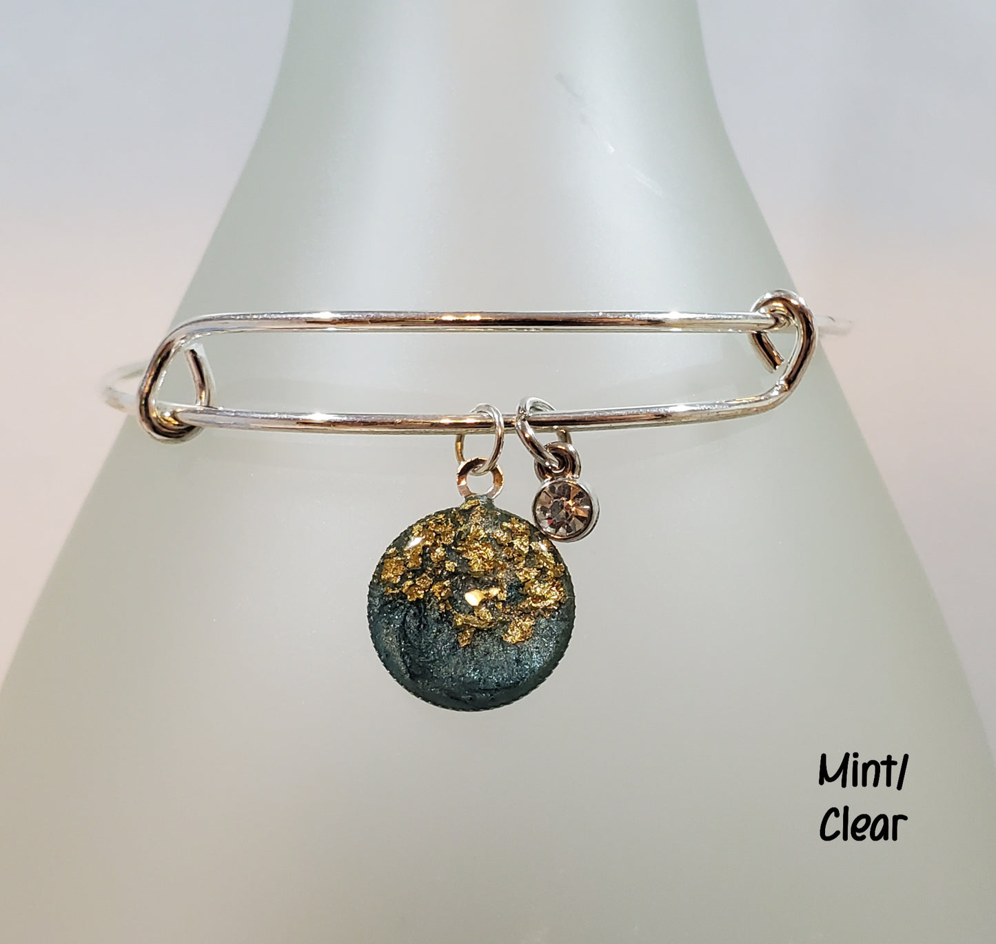 Simple Gold Flake Bangles-Mint/Clear